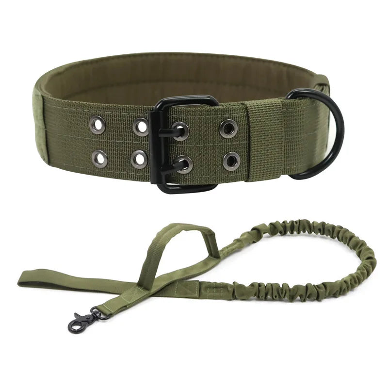 Adjustable Sturdy Tactical Dog Collar with Leash Set for Medium to Large Dogs Anti-Bite Durable Neck Collar For Strong Dogs