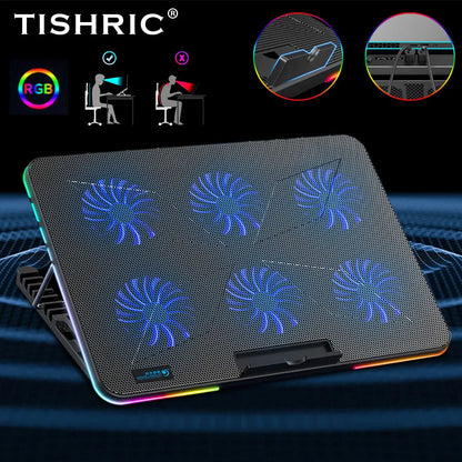 Laptop Cooler Laptop Cooling Pad 6 Quiet Fans High-speed Cooling Supports Laptop Accessories Cooler Notebook Base Radiator