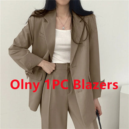 Elegant Office Lady Business Suit Set Blazers 2026 Spring New Women's Clothing Suit Jacket Casual Pants Set Wide Leg Suit Pants