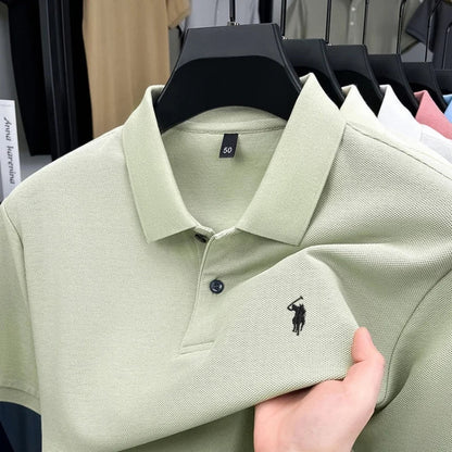 100% pure cotton high-end brand men's short sleeve polo shirt 2026 summer luxury fashion pony embroidery golf top casual T-shirt