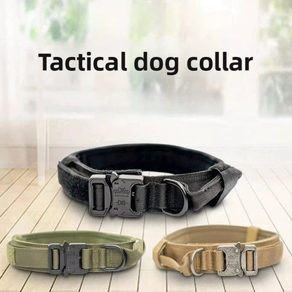 Pet Products Outdoor Tactical Dog Collar Metal Buckle Breathability Nylon Collar Medium and Large Dog Training Neck Collar Dog