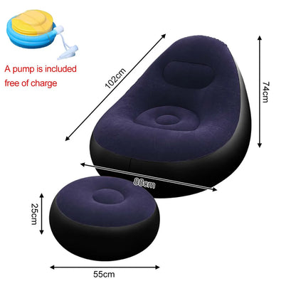 1PC Nflatable Air Sofa Chair with Footrest, Portable Lounge Chair Set