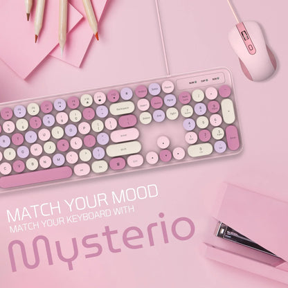 Wireless Keyboard Mouse Set High-Looking Girl Silent Office retro Cute Pink