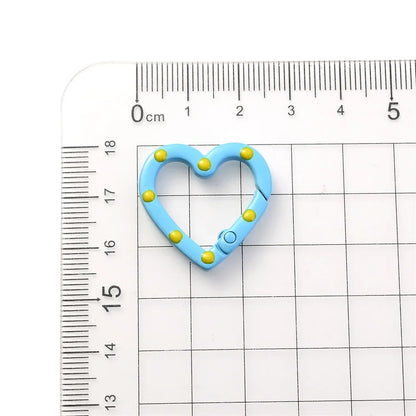 5pcs Multicolor Metal Heart Ring Spring Clasp Carabiner Keychain Clips Hook Dog Chain Diy Jewelry Buckle Connector Supplies