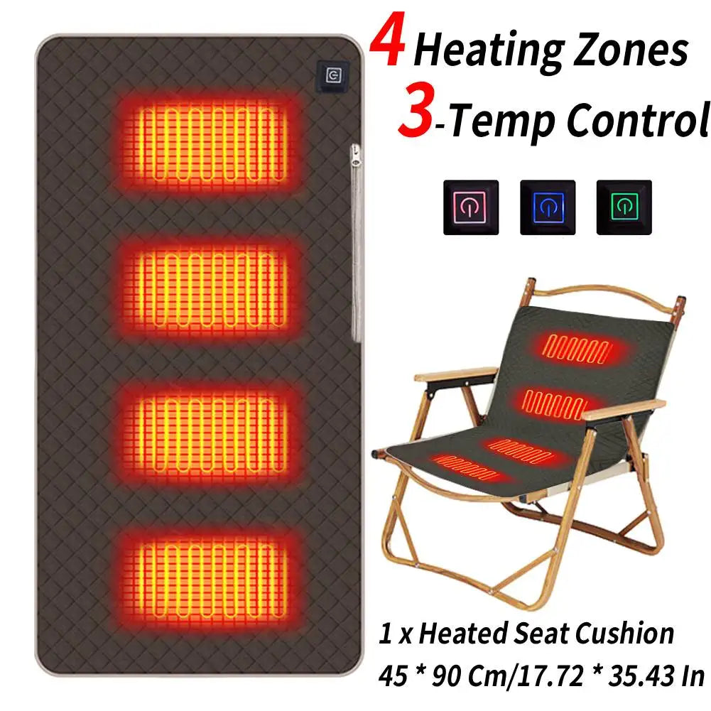 Winter Camping Gear- Sleeping Electric Heating Pads 3 Temp Adjustament Heating Cushion Pad Cold Resistant for Outdoor Sports Mat