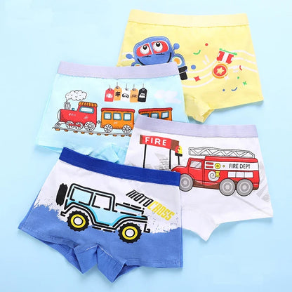 Children's Underwear Boy Panties Underpants  Engineering Vehicle Cars Fire Engine Comfortable Shorts Briefs Boxers For Kids