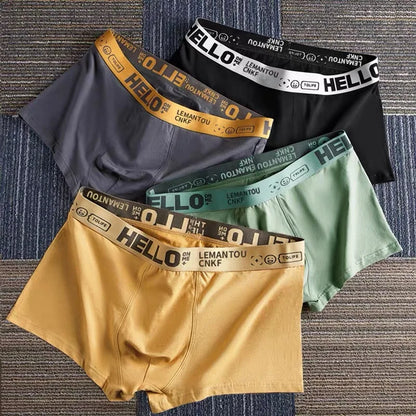 Men's Mid-Waist Thin Briefs Breathable Comfortable Large Size Sports Boxer Shorts Youth Flat Briefs Underwear Polyester Fiber