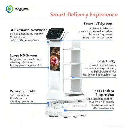 Intelligent 4-Layer Restaurant Delivery Robot Autonomous Waiter Robot With 3D Omnidirectional Obstacle Avoidance