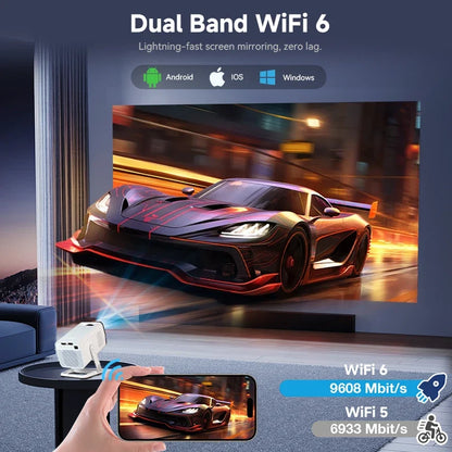 KIXIN Android 14 Projector 4K Netflix Official HD Projector 290ANSI WiF6 BT5.4 Keystone Smart Android TV Home Cinema projetor 4K