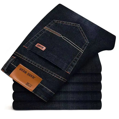  2025 Men NEW Men's Fashion Business Jeans Classic Style Casual Stretch Slim Jean Pants Male Brand Denim Trousers Black Blue Me