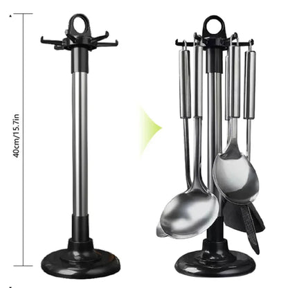 Kitchen Rotary Storage Rack Rotatable Kitchenware Organizer Hooks Spatula Spoon Knife Storage cabinet Kitchen Accessories