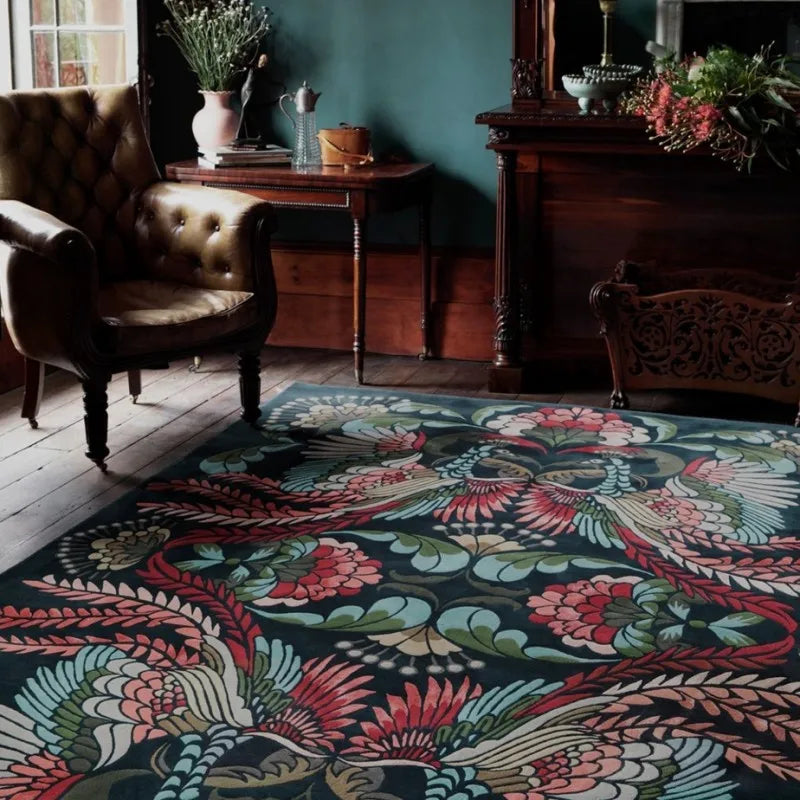 Light Luxury Cloakroom Carpet Home Non-slip Mat Large Area Bedroom Decor Washable Rug European Retro Carpets for Living Room