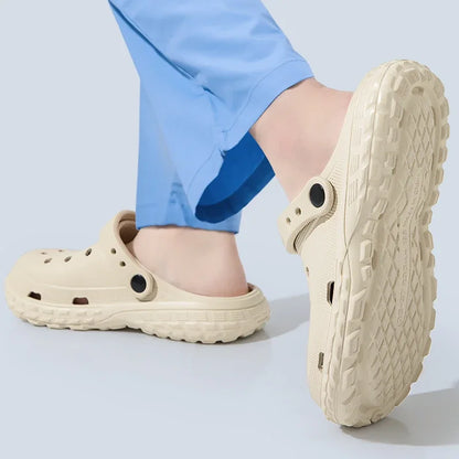 2026 Women and Men's Hole Shoes Summer Non-Slip Outdoor Sandals Closed Toe Shit Feeling Beach Slippers Thick Bottom Soft Bottom