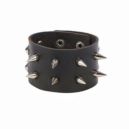 Punk Bracelets PU Leather Studded Bracelet Adjustable Goth Cuff Bracelet Gothic Rivet Buckle Wristband for Men Women Emo Jewelry