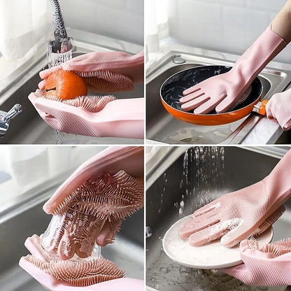 1 Pair Silicone Dishwashing Gloves Multifunctional Household Gloves