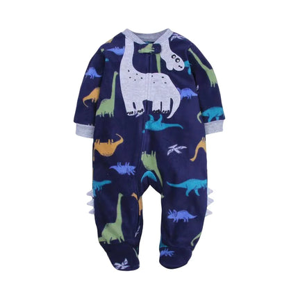 Newborn Baby Romper Spring Autumn Fleece Zipper Boy Girl Pajamas Outfit Animal Jumpsuit Infants Clothing 0 -12 Months