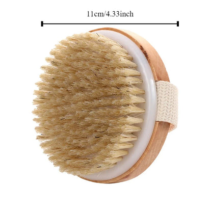 Handheld portable shower brush Natural Wooden Wet Dry Skin Body Bristle Brush Soft SPA Brush Bath Massager