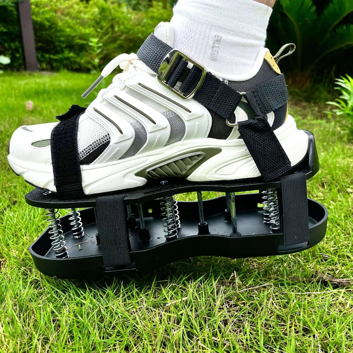 Lawn Aerator Shoes for Grass Layer with Spiked Bottom Spring Base Adjustable Strap with Hook Loop Strap for Yard Lawn Garden Use