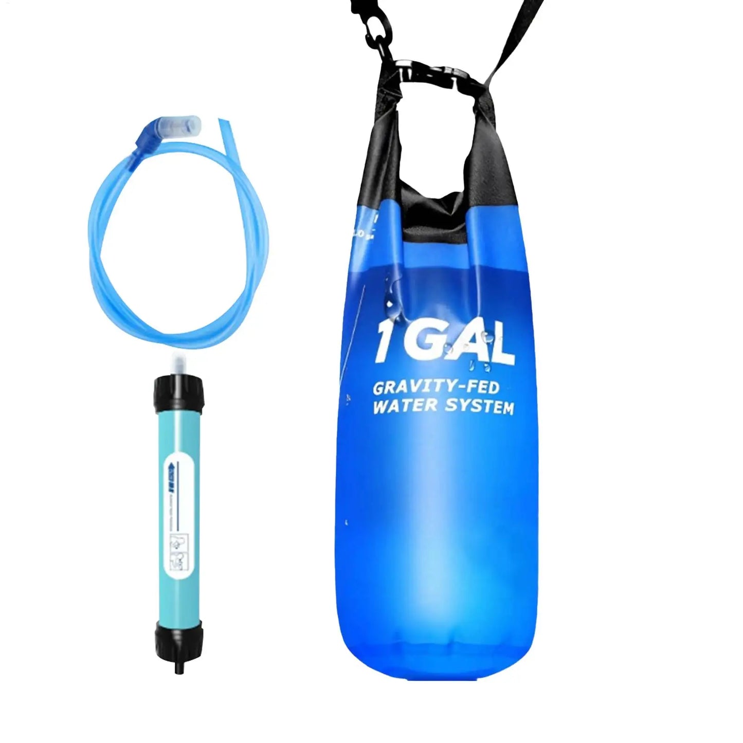 Camping Gravitys Water Bag With Water Filter And Hose Folding Water Filter Straw Water Bag Filtering Bucket Bag Survival Gear