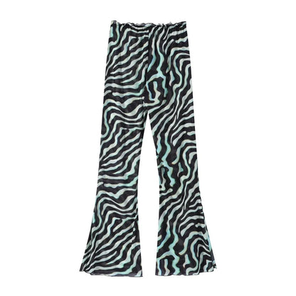 Beach Print Top Pants Women Set Sexy Sling V-neck Long Blouse Wide Leg Trousers 2026 Spring Summer New Dropped Lady Outfit New