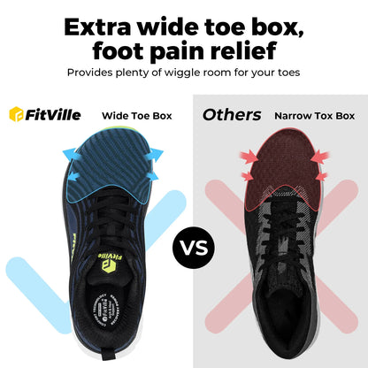 FitVille Men's Sports Shoes Extra Wide Running Walking Shoes for Men Comfort Casual Men Sneakers Lightweight Cushioned Footwear