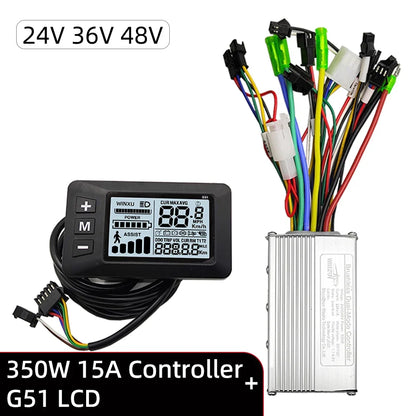 E-bike Brushless Motor Controller 24V 36V 48V 250W 350W with G51 LCD Display Kit Universal for Electric Folding Bike Scooter