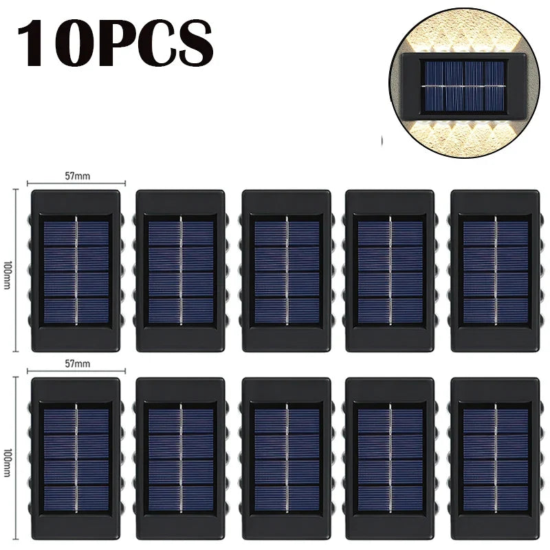 10 LED Solar Wall Lamp Outdoor Waterproof Solar Powered Light UP and