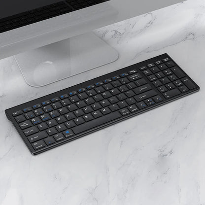 2.4G Wireless & Bluetooth Rechargeable Ultra-Thin Keyboard Mouse Set for Computer, Office, Gaming, iPad - Silent Slim Design