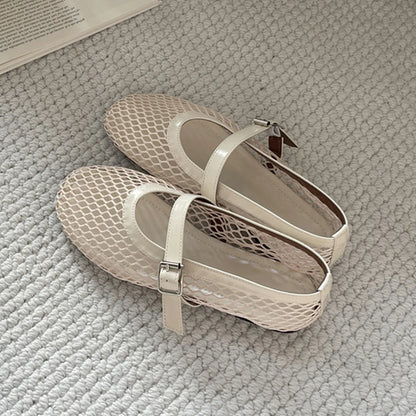 Aneikeh Summer Fishing Net Flat Bottom Sandals Hollow Design Fashio Low Cut Shallow Comfortable Beach Roman Women Shoes