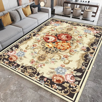 Retro Nordic Ethnic Style Flowers Carpet Living Room Sofa Bedroom Study Kitchen Entrance Rug Non-slip Light Luxury Decor Mat