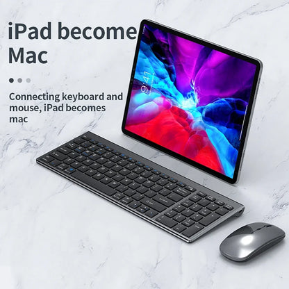 2.4G Wireless & bluetooth Keyboard Mouse Set Rechargeable Ultra-thin Computer Office Gaming Silent Slim Keyboard Mouse for ipad