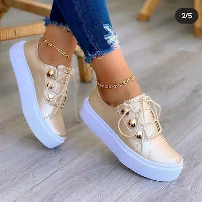 Women Casual Sneakers Woman Fashion Spring Leather PU Sneakers Female Platform Vulcanize Shoes Zapatillas De Mujer