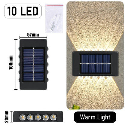 10 LED Solar Wall Lamp Outdoor Waterproof Solar Powered Light UP and