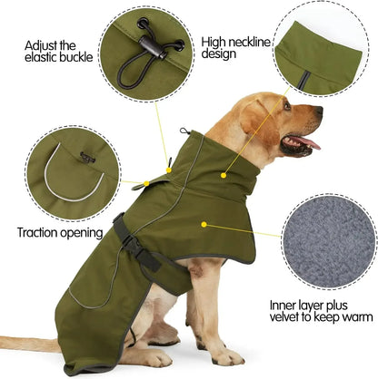 Winter Clothes for Dogs Windproof Vest Adjustable Clothes with Harness Cold Weather Waterproof Outfit for Small Medium Large Dog