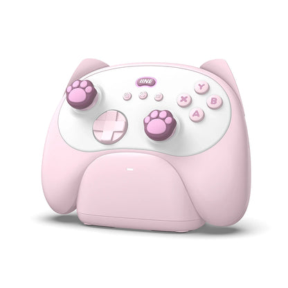 IINE PC/iOS/Android/Phone/Switch Meow Cat Controller with Charging Dock, Hall Effect Joystick & Trigger  Two-Player Game