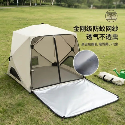 Portable all-round camping tent, silver-coated sunscreen + high-density mosquito-proof net, a must for camping and picnicking