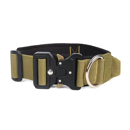 Large Dog Collar Durable Nylon Military Tactical Adjustable Pet Lead Outdoor Walking Training Collars Pitbull Labrador Supplies