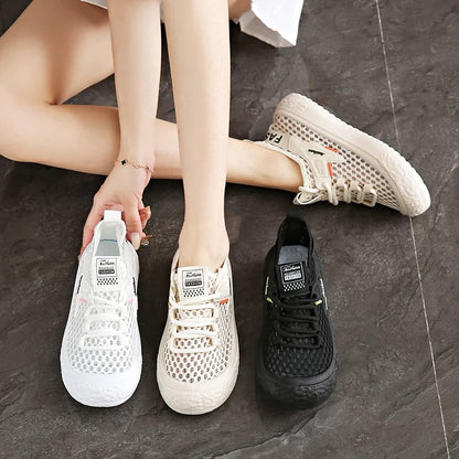 Shoes Woman 2025 Outdoor Casual Sports Shoes Hollow Breathable Comfortable Thick Sole Lightweight Mesh Shoes Women's Sneaker