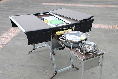 Camp Aluminum Kitchen and Rv Kitchen  Bulin C650 Outdoor  Equipped Picnic Table Folding Camping Stove Camping Mobile Kitchen