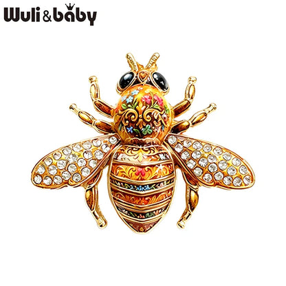 Wuli&baby Cute Rhinestone Bee Brooches For Women Unisex 5-color Beautiful Insects Party Office Brooch Pins Gifts