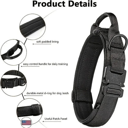 Tactical Dog Collar Adjustable Nylon Dog Supplies With Heavy Duty Metal Buckle Durable Training Collar For Medium And Large Dogs