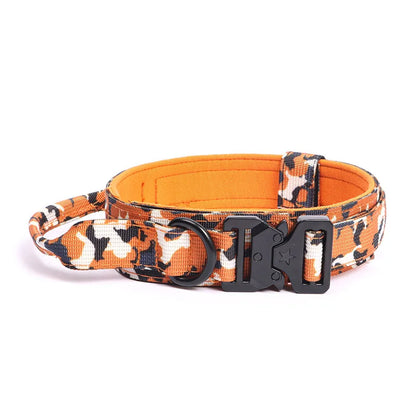 Tactical Dog Collar with Handle Heavy Duty Nylon Collar for Medium Large Dogs Adjustable Camo Pet Collar with Metal Buckle
