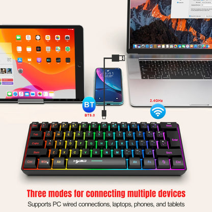 Wireless Bluetooth Keyboard and Mouse Combo, 60% Compact Design, 2.4GHz, White Gamer Set for PC