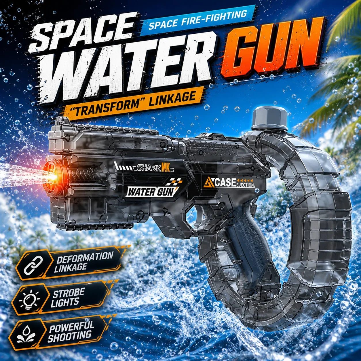 Electric Water Gun with Flashing Function Continuous Powerful Spray Water Gun Summer Outdoor Toy Water Gun Children Adults Gift