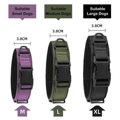 Tactical Dog Collar Adjustable Military Training Nylon Dog Collar with Control Handle and Heavy Metal Buckle for Large Pets