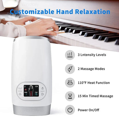 2025 Electric Wireless Hand Massager Device Heat Air Compression Palm Massage Machine Beauty Finger Wrist Spa Relax Pain Relief