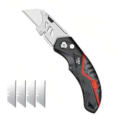 Folding Utility Knife Replaceable Blade Cutter for Cable Cartons Cardboard Boxes Sharp Durable with Safety Lock Easy Blade Chang