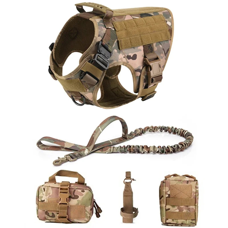 CANBOUN Tactical Military Vest Pet German Shepherd Golden Retriever Tactical Training Dog Harness And Leash Set For All Breeds D