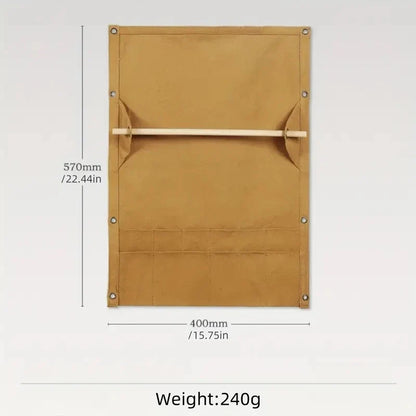 Outdoor Canvas Utensil Organizer Wall Mounted Paper Towel Organizer Picnic Camping Hiking Accessories  Camping Equipment