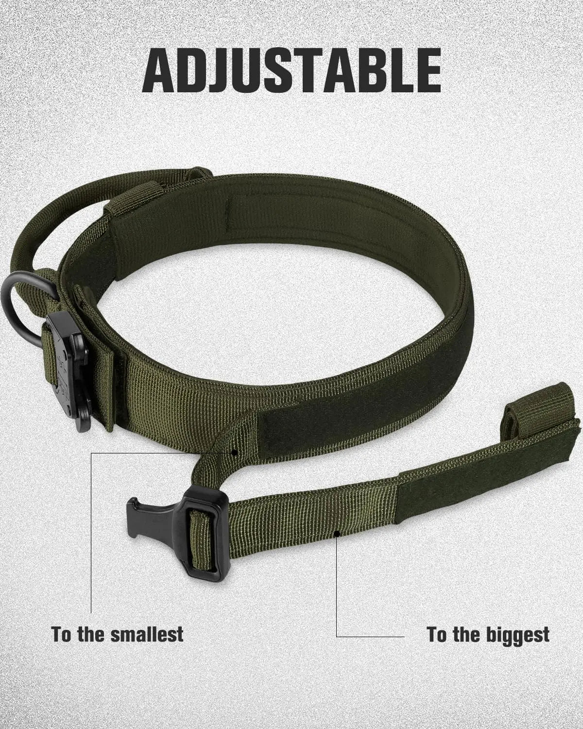 Tactical Dog Collar with Heavy Duty Metal Buckle Control Handle Nylon Military Dog Collar for Medium Large Dog